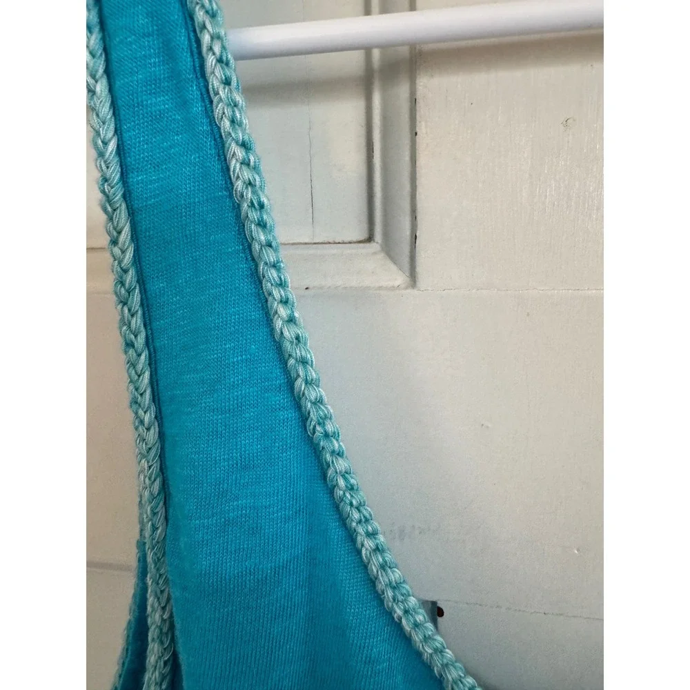 Calypso St. Barth teal blue linen maxi dress size small‎
